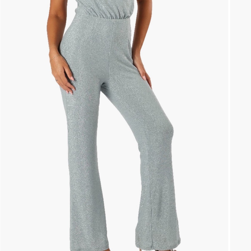 Petal & Pup Heather sparkle one-shoulder jumpsuit